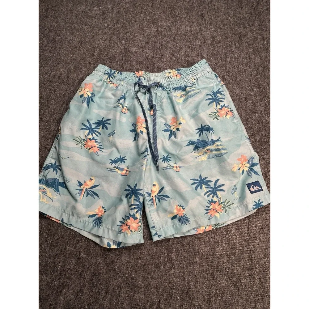 Quiksilver‎ Board Shorts Men Medium  Blue Everyday Scenic  Volley Swim